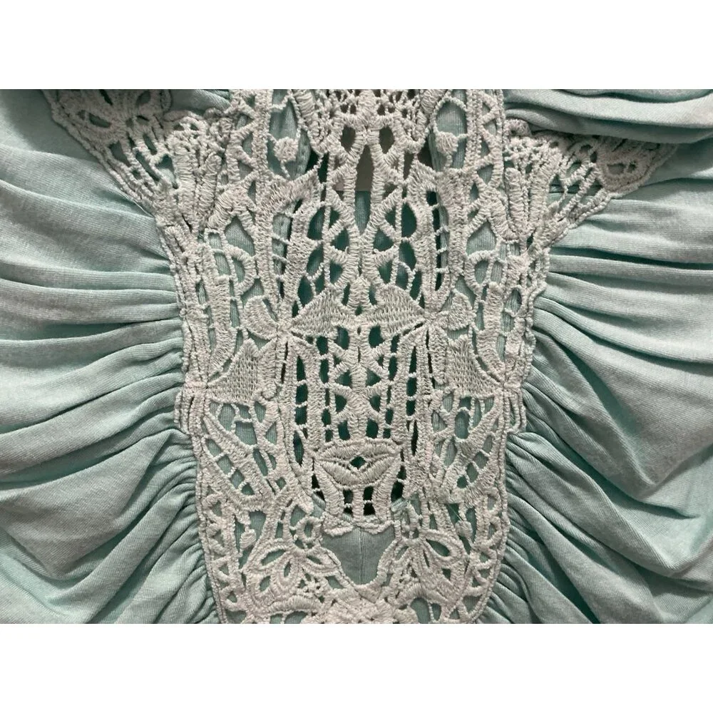 Sky Maxi Dress Medium Mint Color Strapless Boning At V Neck Lace Trim NWT - Picture 4 of 8